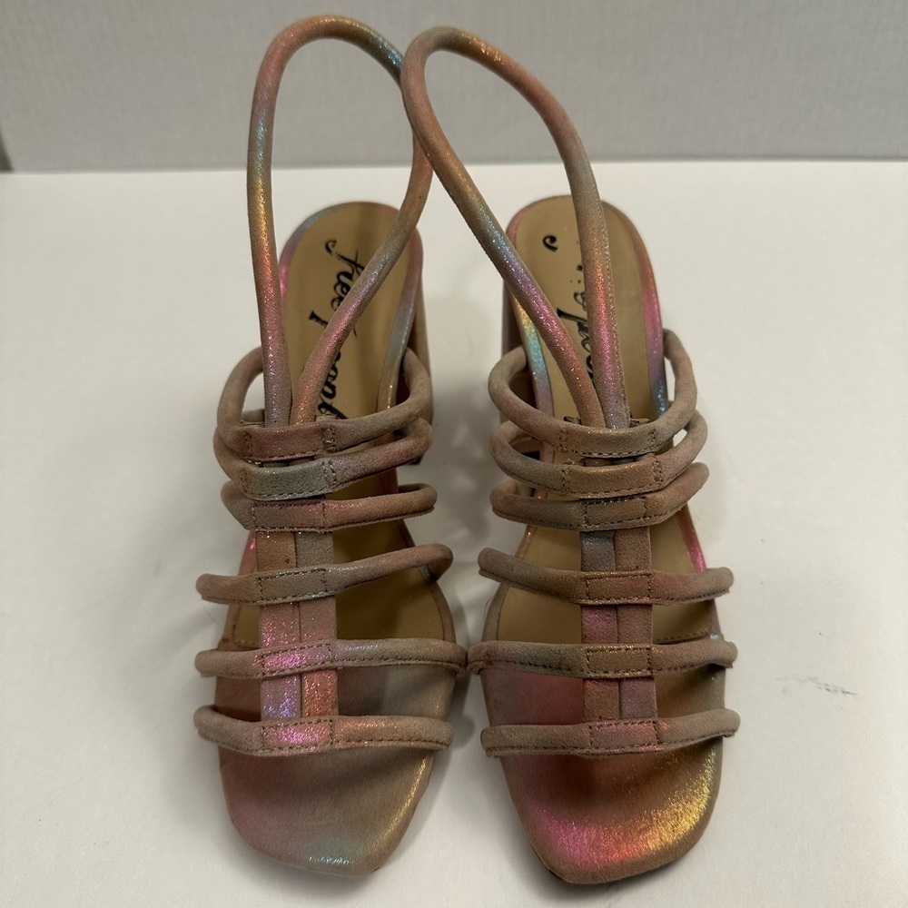Free People Colette Cinched Heel Rainbow Metallic Size 37 - Picture 4 of 13